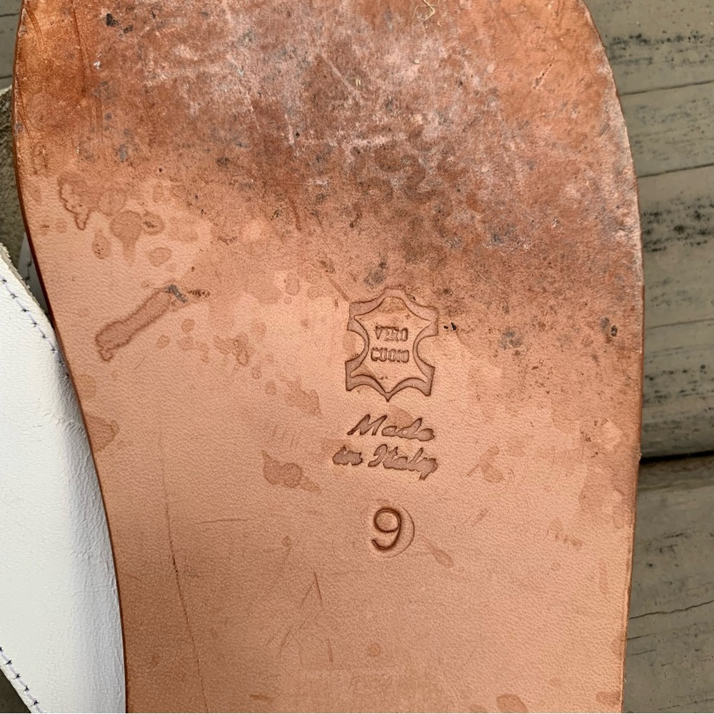 Capri Sandals white leather thong flip flops sandals made in Capri Italy size 9 - Picture 11 of 12